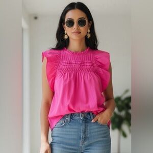 THML Pink Ruffle Sleeve Blouse